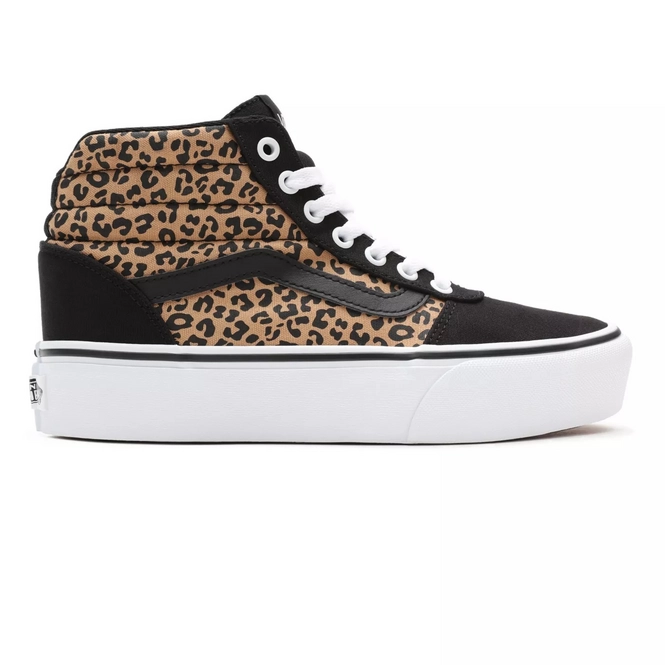 Vans Women Ward Hi Platform Cheetah Black White De Schoenenfabriek